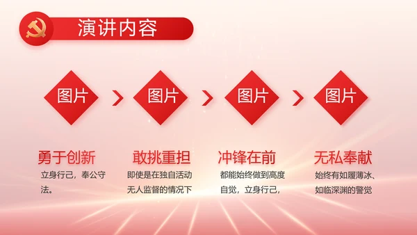 红色党建党支部党员大会工作总结动态PPT