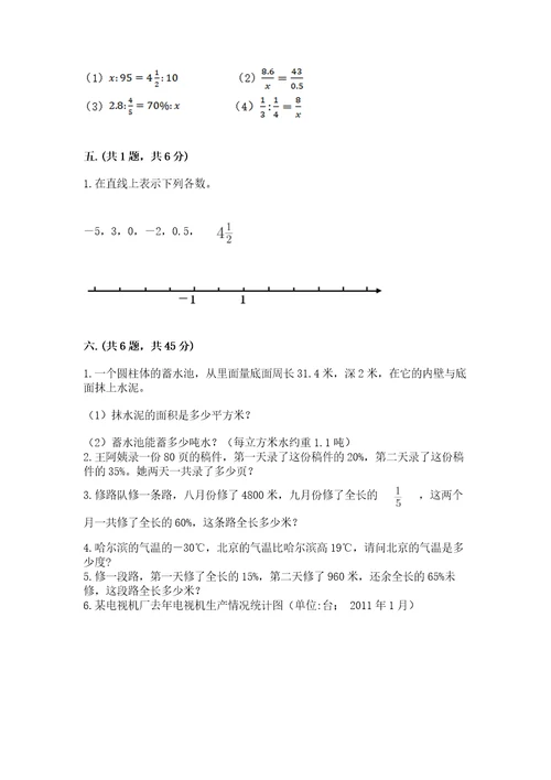 河南省平顶山市六年级下册数学期末测试卷及答案易错题