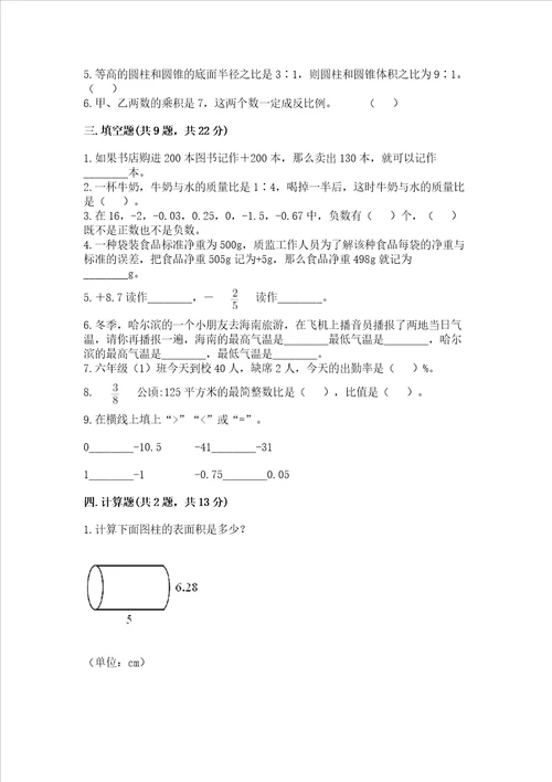 青岛版数学六年级下册期末综合素养提升题考试直接用