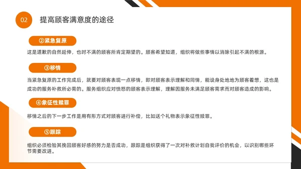 橙色简约风如何提高客户满意度PPT模版