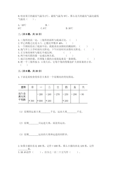 河南省平顶山市六年级下册数学期末考试试卷附参考答案（实用）.docx