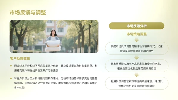 浅绿色简约风学生开学被褥营销复盘报告