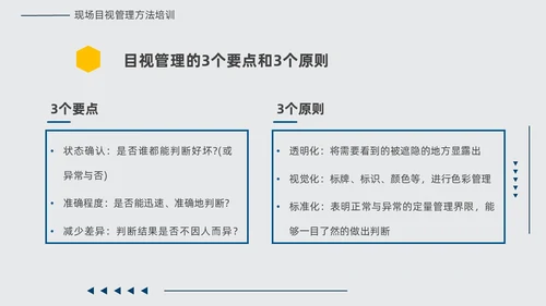 黄蓝双色简约几何现场6S和目视化改善安全教育PPT模板6S管理培训