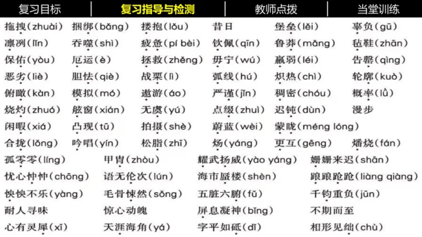 七年级下册语文复习专题二：字词梳理 课件（含截屏）