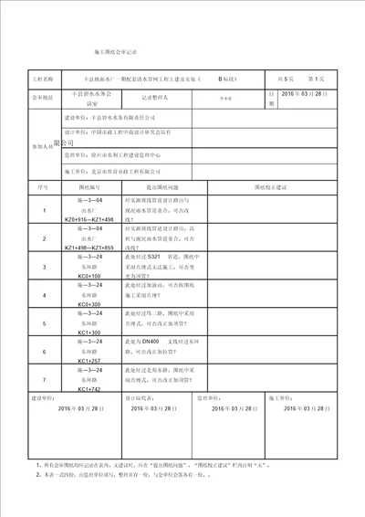 图纸会审记录表