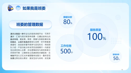 蓝色3D风大学生班委竞选PPT模板
