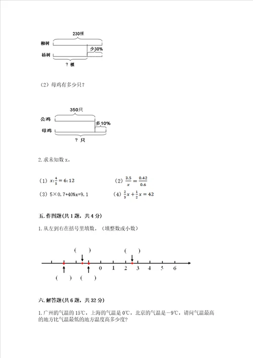 浙教版六年级下册数学期末测试卷及答案（最新）