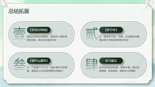 绿色中国风10首必背古诗词PPT