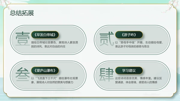绿色中国风10首必背古诗词PPT