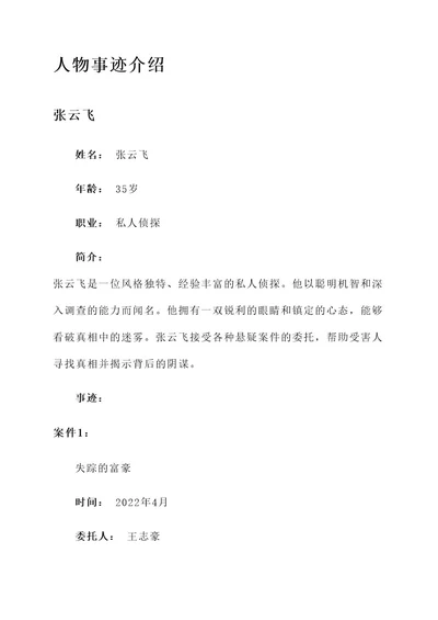 悬疑文的素材人物事迹介绍