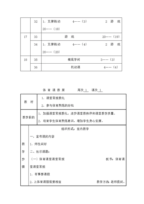 小学五年级体育教案上册全集