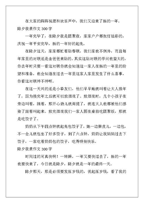 除夕夜景作文300字