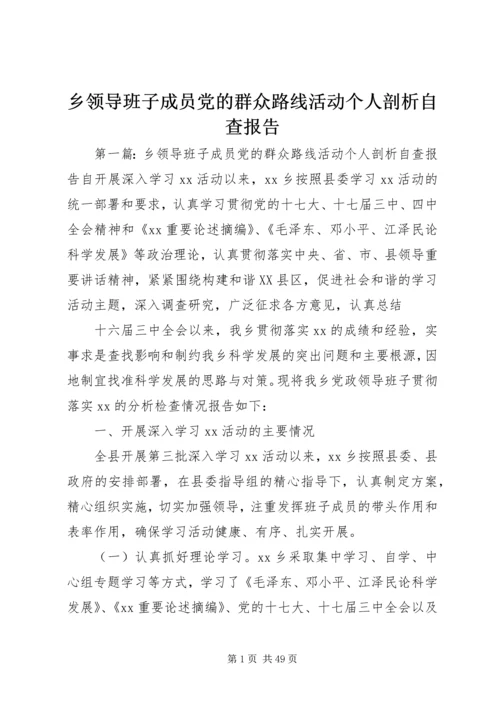 乡领导班子成员党的群众路线活动个人剖析自查报告.docx