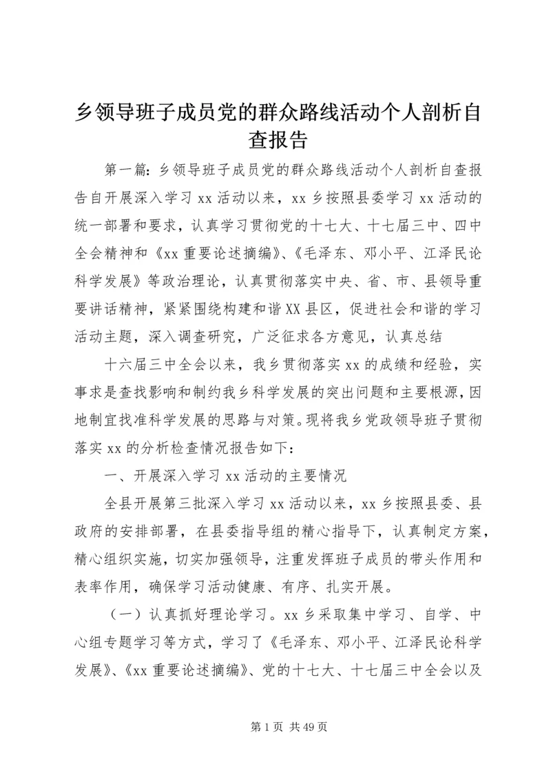 乡领导班子成员党的群众路线活动个人剖析自查报告.docx