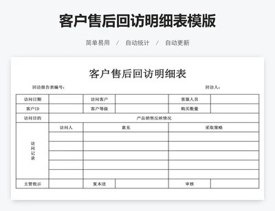 客户售后回访明细表模版