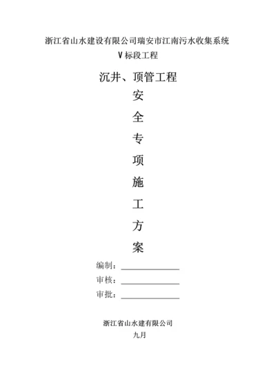 沉井顶管关键工程安全专项综合施工专题方案.docx