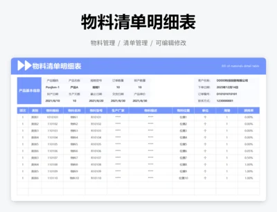 物料清单明细表