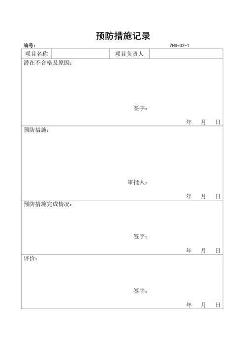质量预防措施控制程序表格.docx