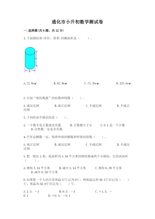 通化市小升初数学测试卷标准卷.docx