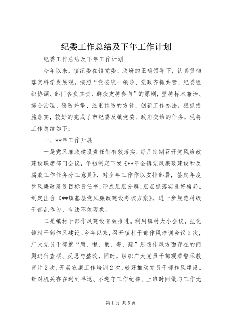 纪委工作总结及下年工作计划.docx