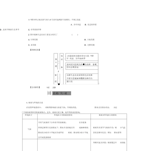 2021年高考选考地理(人教)一轮复习讲义：第17讲植被与土壤