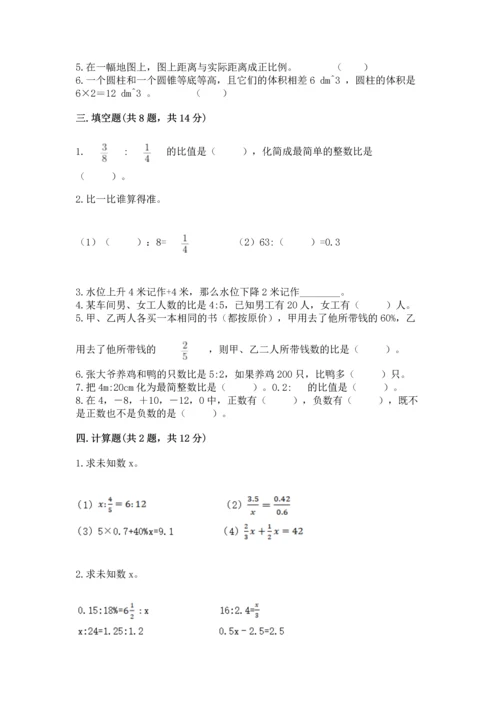 人教版六年级下册数学期末测试卷含答案【能力提升】.docx