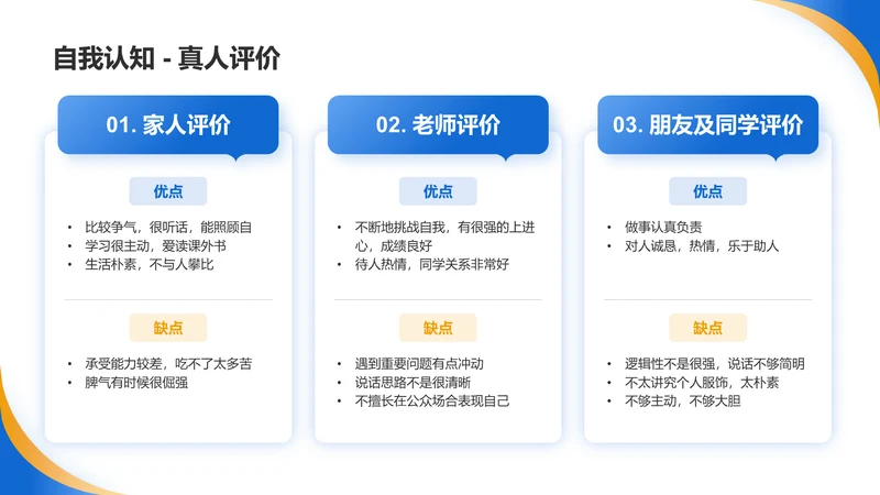 真人评价-大学生职业生涯规划