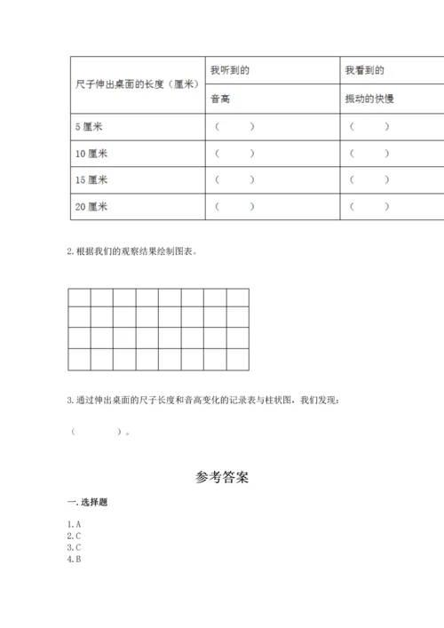 教科版科学四年级上册第一单元声音测试卷【精华版】.docx