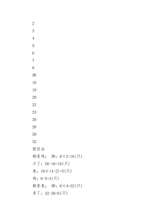 小学四年级数学下册《数学广角--鸡兔同笼》教案优秀范文3篇.docx