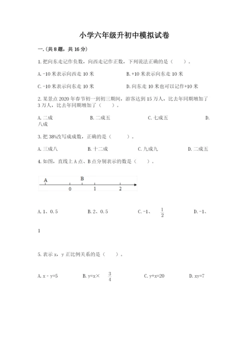 小学六年级升初中模拟试卷附完整答案（名师系列）.docx