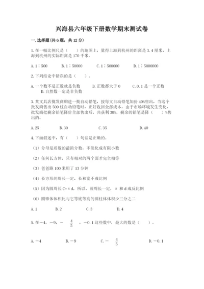 兴海县六年级下册数学期末测试卷（考试直接用）.docx