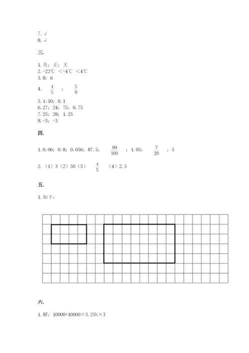 人教版数学六年级下册试题期末模拟检测卷附完整答案（考点梳理）.docx