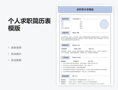个人求职简历表模版