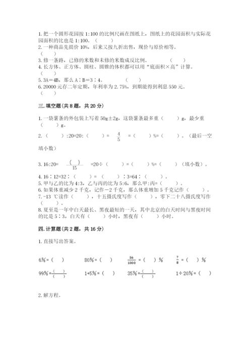 东川区六年级下册数学期末测试卷及完整答案.docx