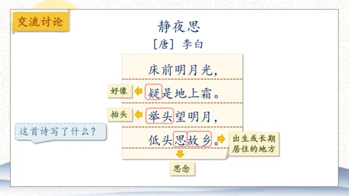 【核心素养】部编版语文一年级下册-7. 静夜思 第2课时（课件）