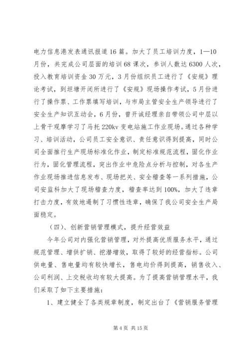 电力企业安全生产总结及明年计划.docx