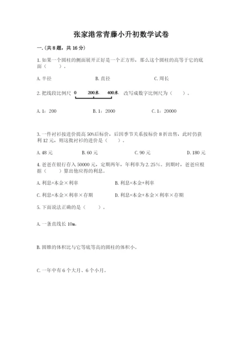 张家港常青藤小升初数学试卷【精练】.docx