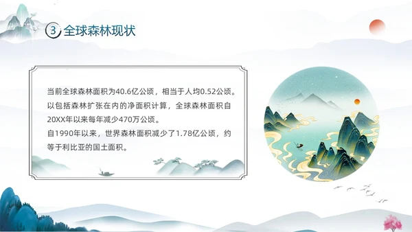 蓝色水墨中国风3月21日世界森林日保护森林爱护家园主题