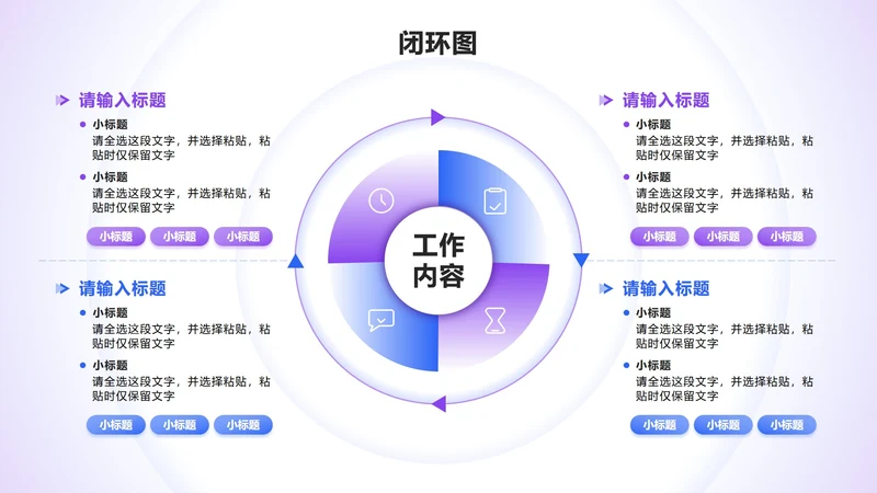 闭环图 - 蓝紫色四项循环PPT单页