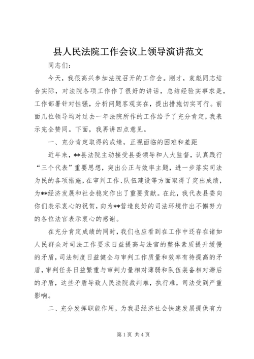 县人民法院工作会议上领导演讲范文.docx
