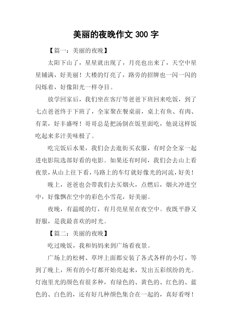 美丽的夜晚作文300字.docx