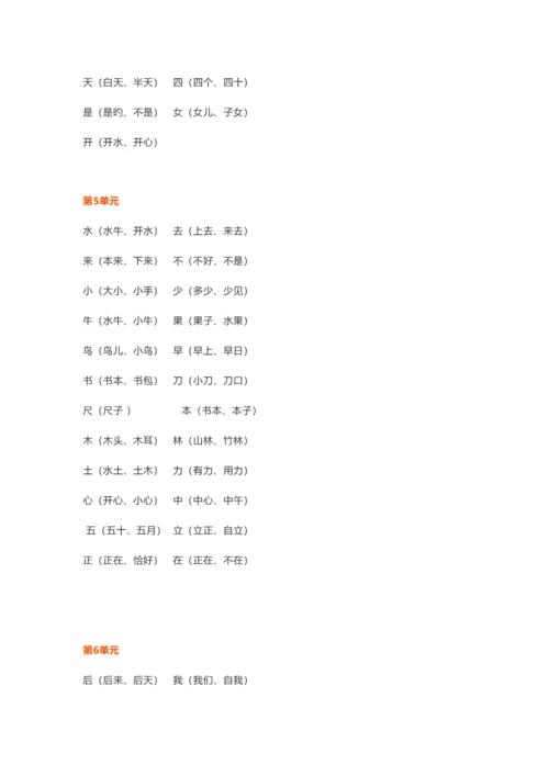 2023年部编版一年级上册语文单元精编知识点.docx