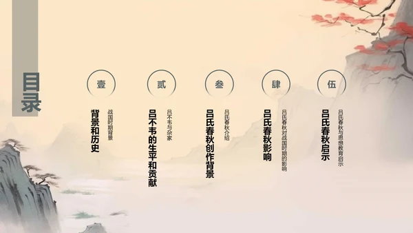 黄灰色插画复古国风名著导读吕氏春秋培训课件PPT模板