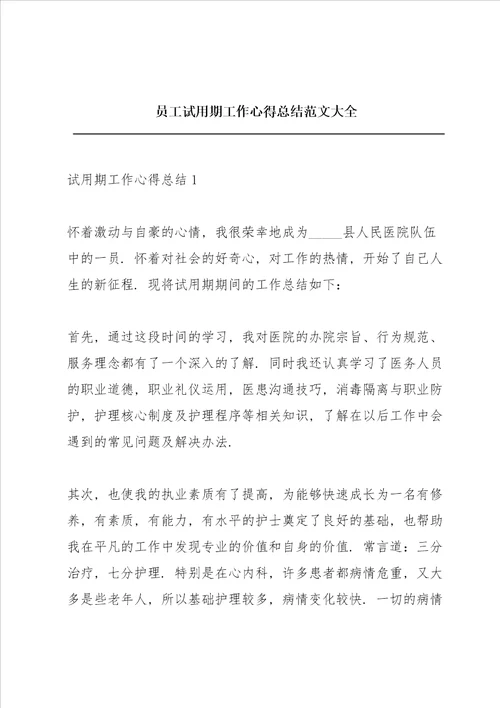员工试用期工作心得总结范文大全