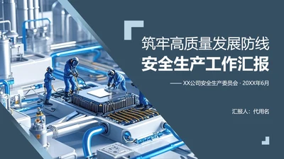 蓝灰色简约风安全生产月主题宣传PPT模板