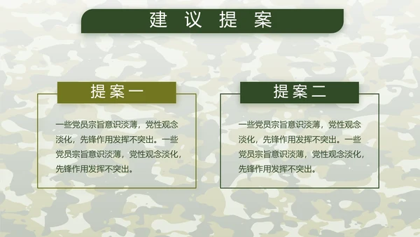 迷彩风八一建军节总结动态PPT模板