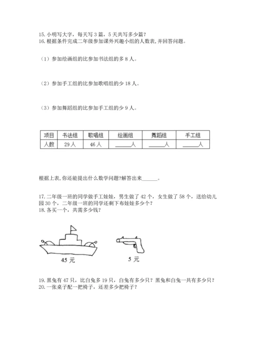 二年级上册数学应用题100道精品（突破训练）.docx