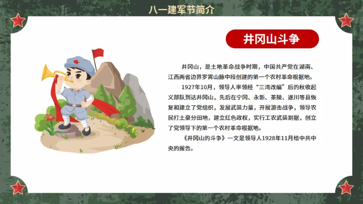 八一迷彩军旅风建军节宣传扬我军威通用PPT模板