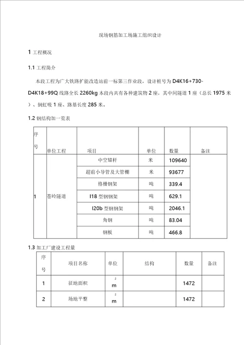 现场钢筋加工场施工组织设计