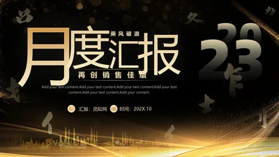 创意黑金风月度工作总结汇报PPT